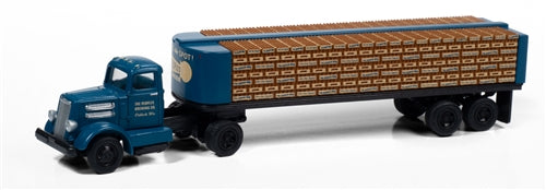 Classic Metal Works White WC22 w-Flatbed Trailer & Bottles (Peoples Beer) 1:87 HO Scale