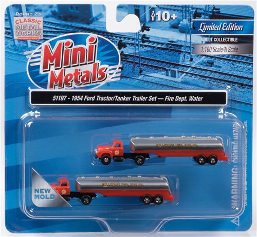 Classic Metal Works 1954 Ford w-Tanker Trailer (Millstone Township Fire Dept) (2-Pack) 1:160 N Scale