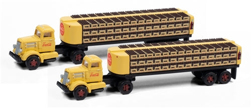 Classic Metal Works White WC22 w-Flatbed Trailer & Bottles (Coca-Cola) (2-Pack) 1:160 N Scale