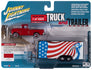 Johnny Lightning 1955 Chevy Cameo (Red) w/Enclosed Car Trailer 1:64 Diecast