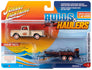 Johnny Lightning 1965 Chevy Stepside Pickup (Pale Beige, Orange & Black) w/Bass Boat and Trailer 1:64 Diecast