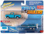 Johnny Lightning 1965 Chevy Stepside Pickup (Lt. Turquoise, Blues & White) w/Bass Boat and Trailer 1:64 Diecast