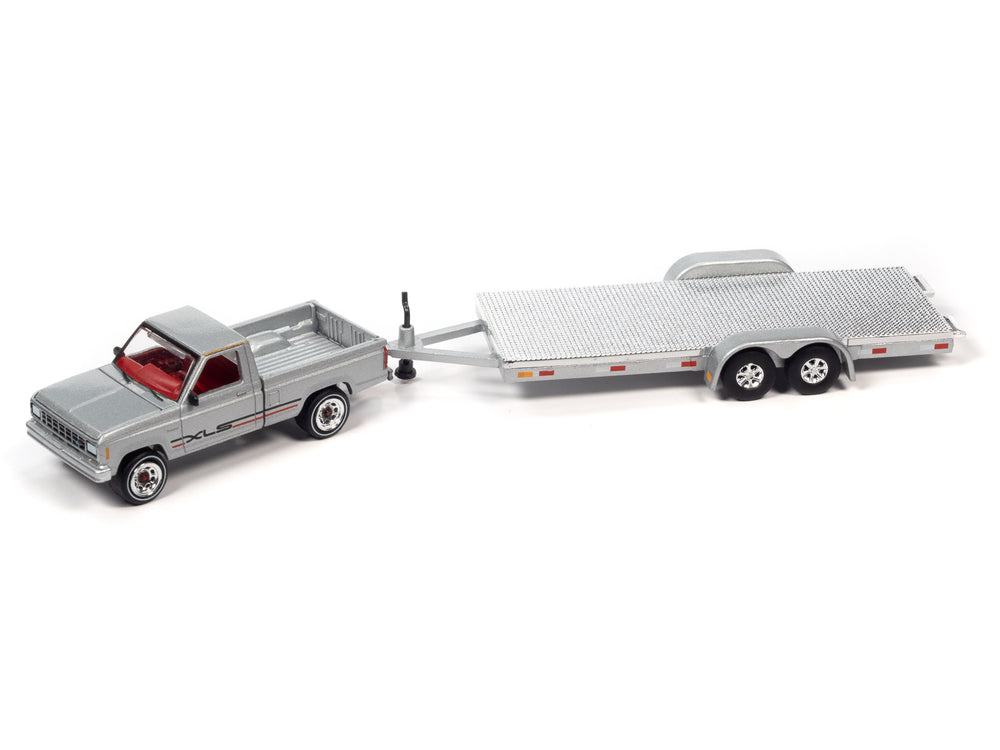 Johnny Lightning 1983 Ford Ranger w/Open Trailer (Metallic Silver) 1:64 Diecast