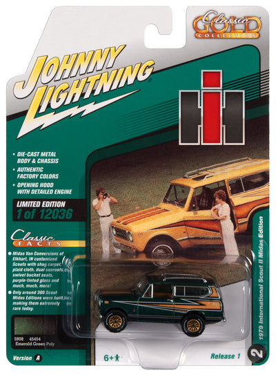 Johnny Lightning Classic Gold 1979 International Scout Midas Edition (Emerald Green Poly) 1:64 Scale Diecast