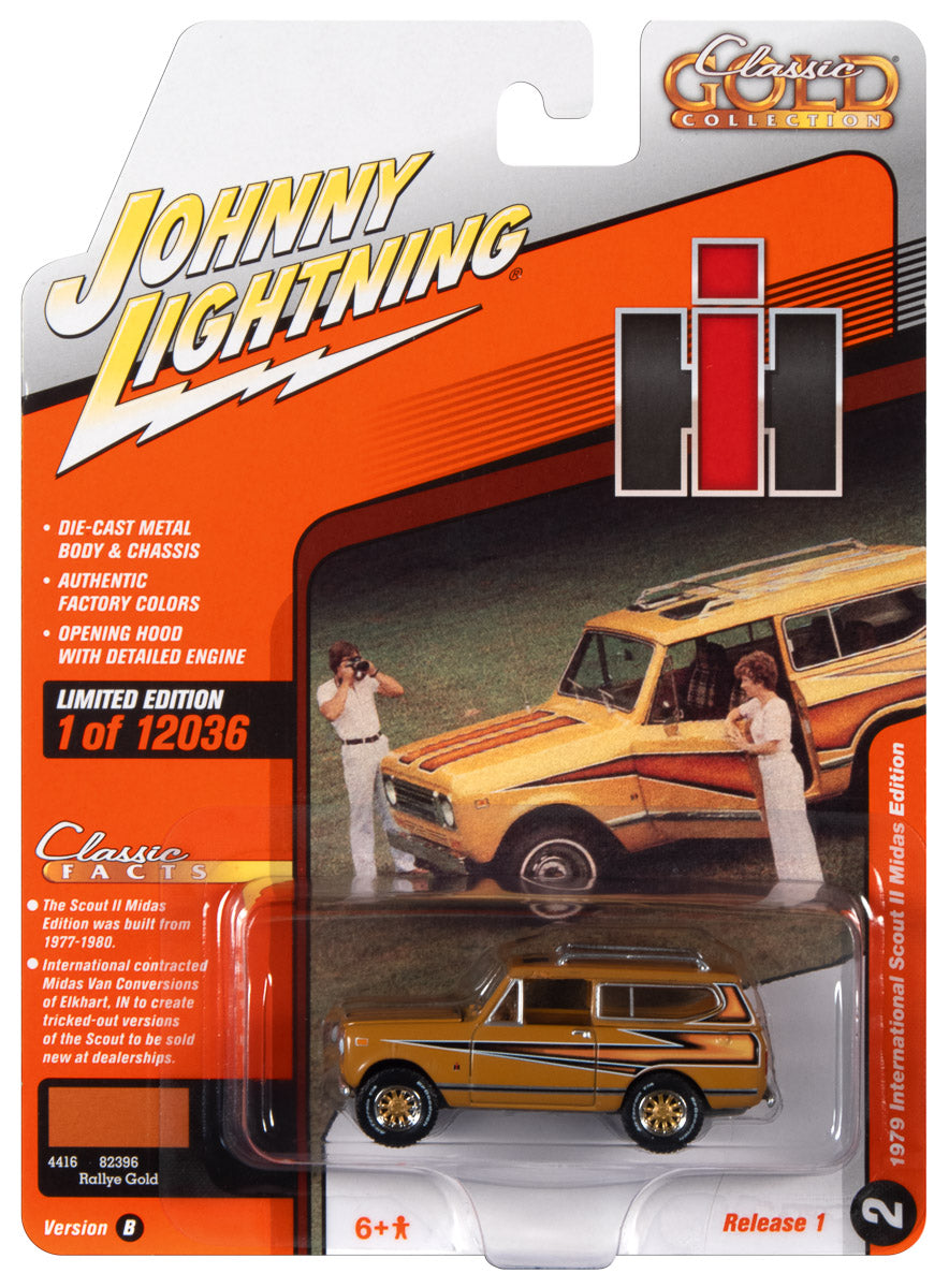 Johnny Lightning Classic Gold 1979 International Scout Midas Edition (Rallye Gold) 1:64 Scale Diecast