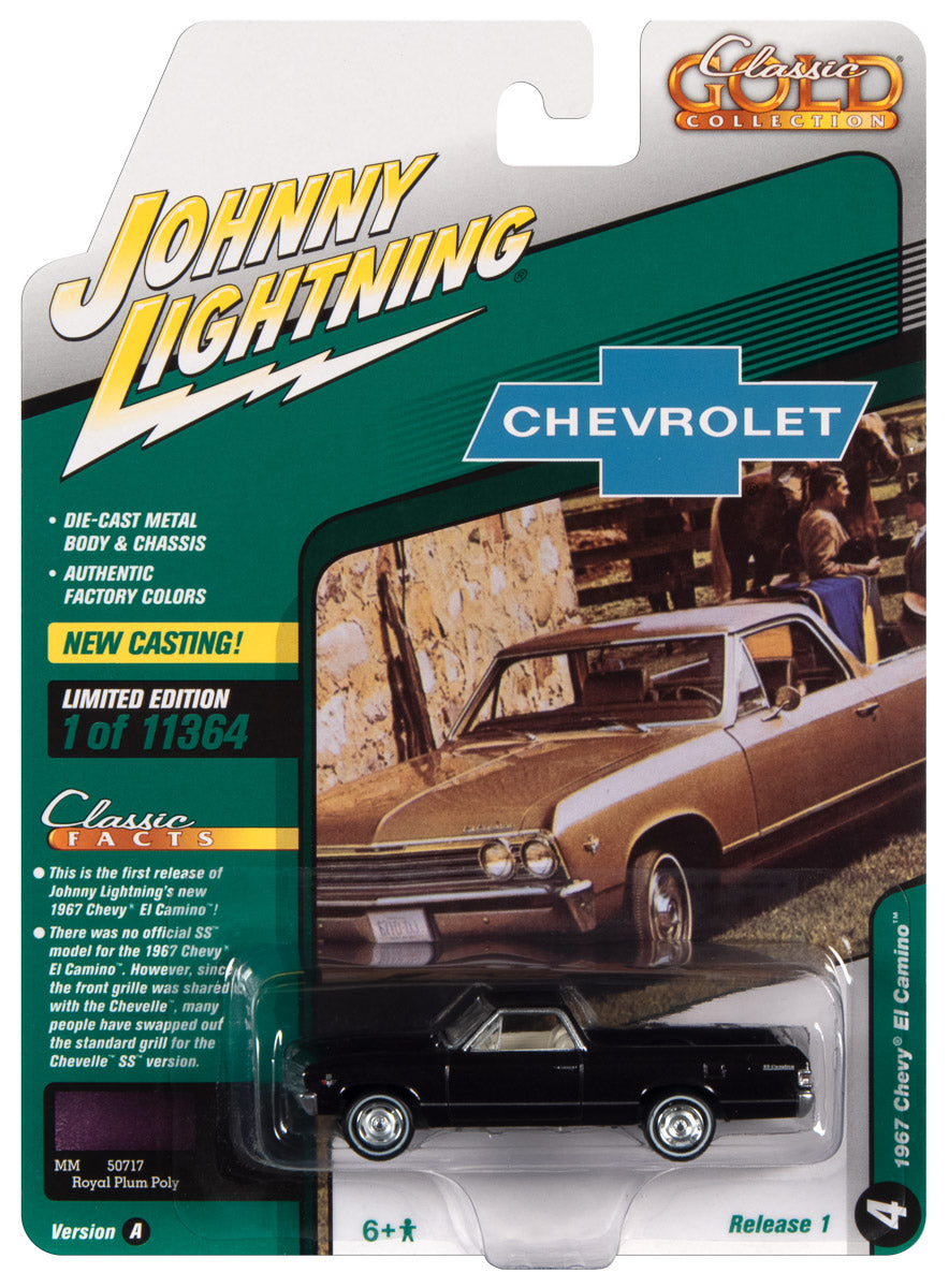Johnny Lightning Classic Gold 1967 Chevrolet El Camino (Royal Plum Metallic) 1:64 Scale Diecast