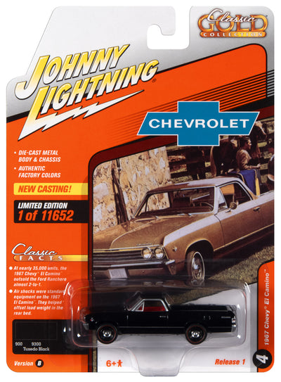Johnny Lightning Classic Gold 1967 Chevrolet El Camino (Gloss Black) 1:64 Scale Diecast