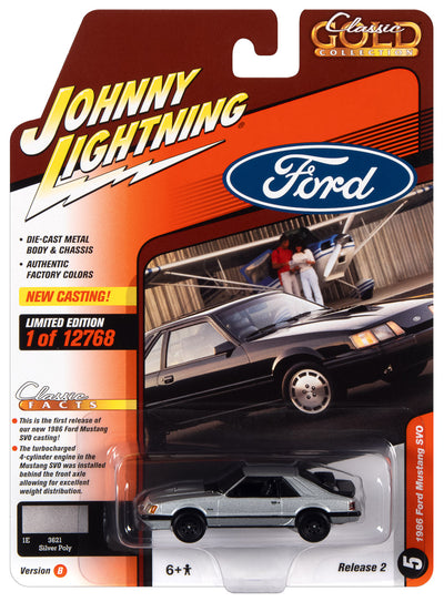 Johnny Lightning Classic Gold 1986 Ford Mustang SVO (Silver) 1:64 Scale Diecast
