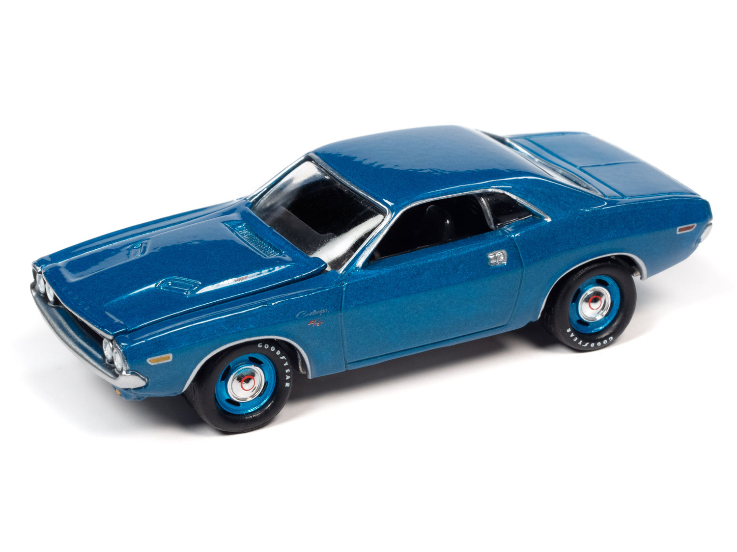 Johnny Lightning 1970 Dodge Challenger R/T (B5 Bright Blue) with Collector Tin 1:64 Diecast