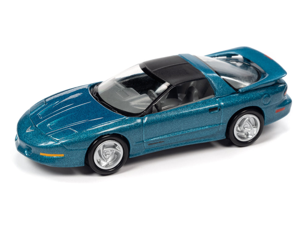 Johnny Lightning 1994 Pontiac Firebird T/A - (Light Teal Poly) with Collector Tin 1:64 Diecast