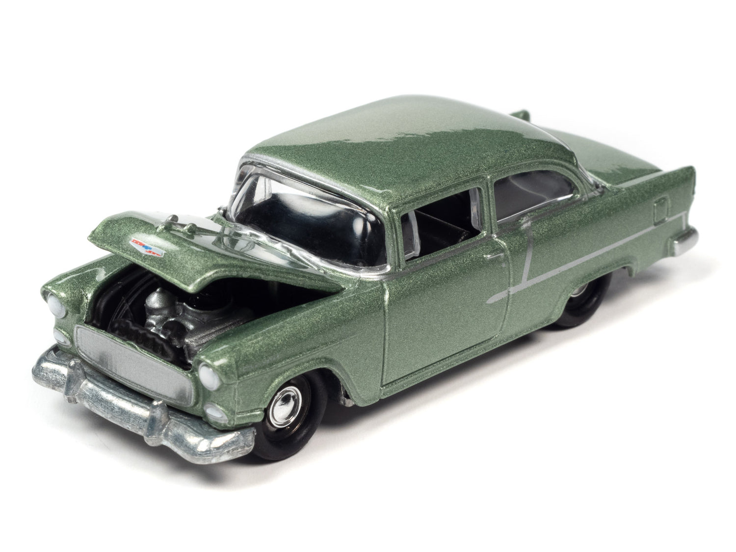 Johnny Lightning 1955 Chevy 210 (Alpine Green) with Collector Tin 1:64 Diecast