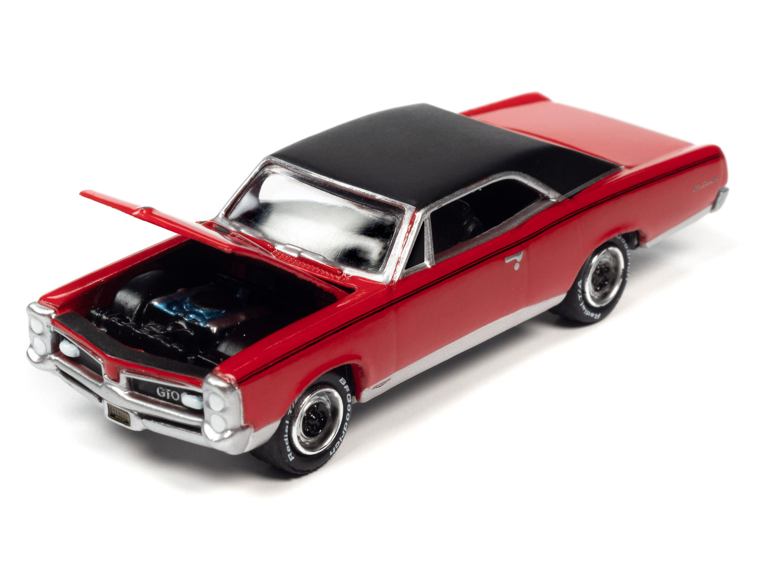 Johnny Lightning 1967 Pontiac GTO (Cardinal Red w/Flat Black Roof) with Collector Tin 1:64 Diecast