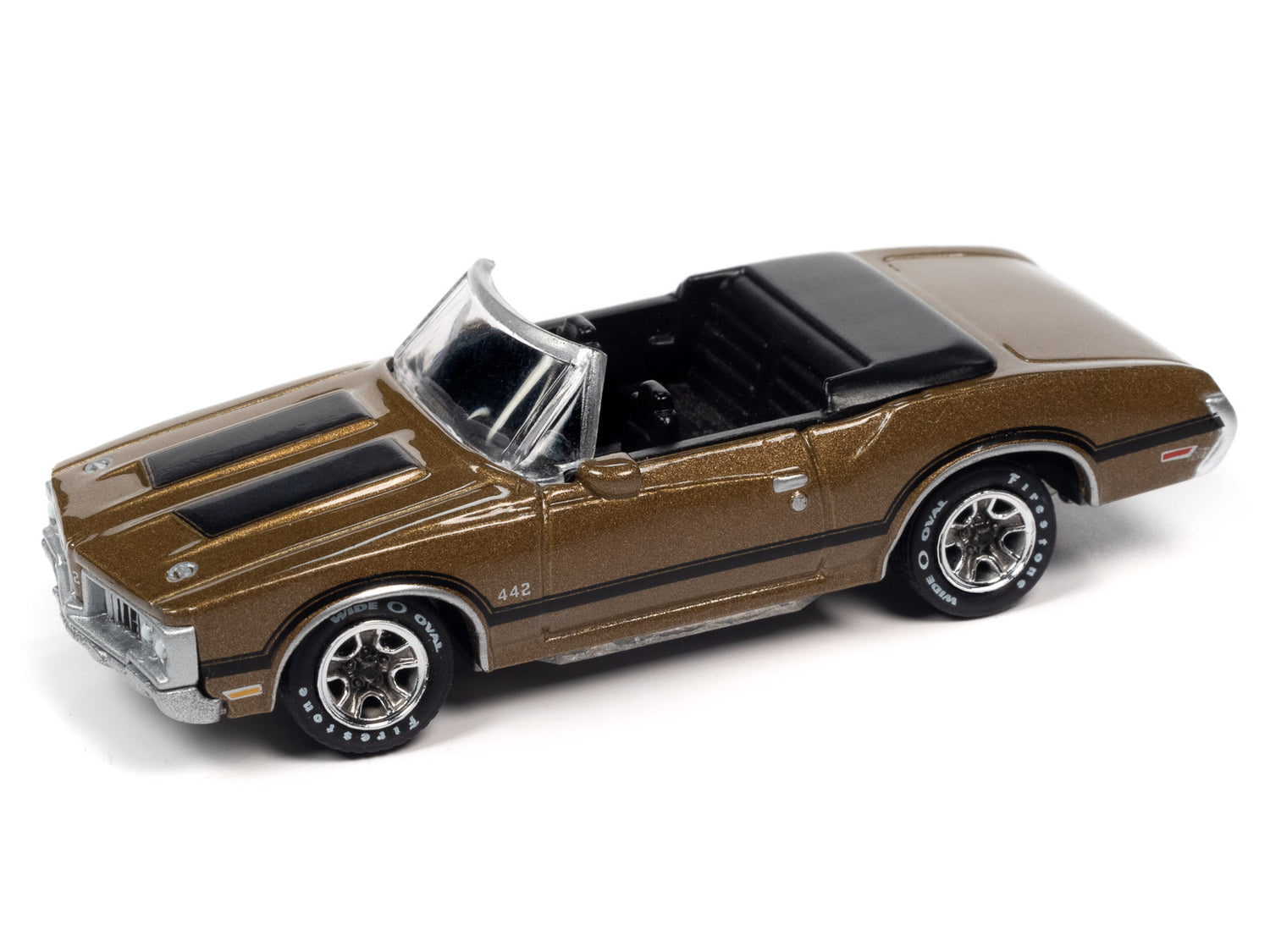 Johnny Lightning 1970 Oldsmobile 442 Convertible (Autumn Gold) with Collector Tin 1:64 Diecast