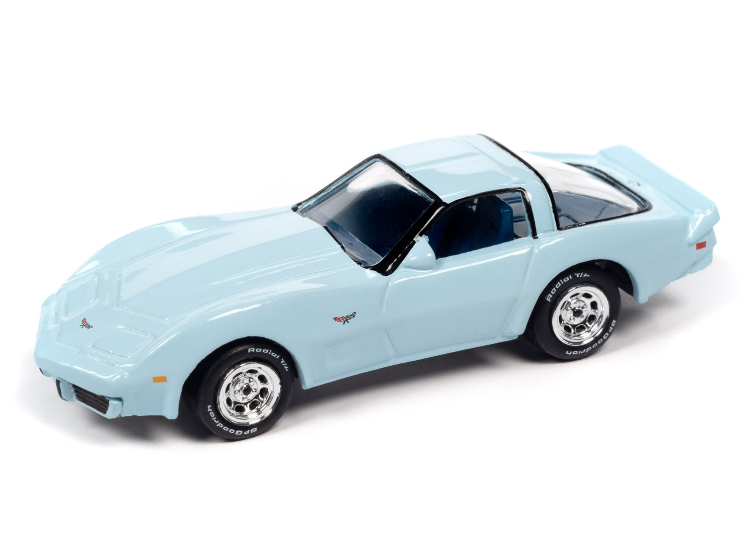 Johnny Lightning 1979 Chevrolet Corvette (Frost Blue) with Collector Tin 1:64 Diecast