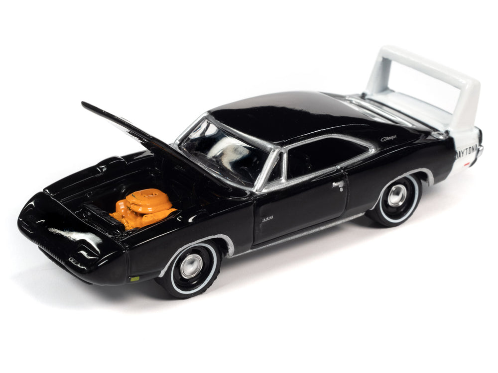 Johnny Lightning Muscle Cars 1969 Dodge Charger Daytona (MCACN) (Gloss Black w/White Rear Stripe) 1:64 Scale Diecast