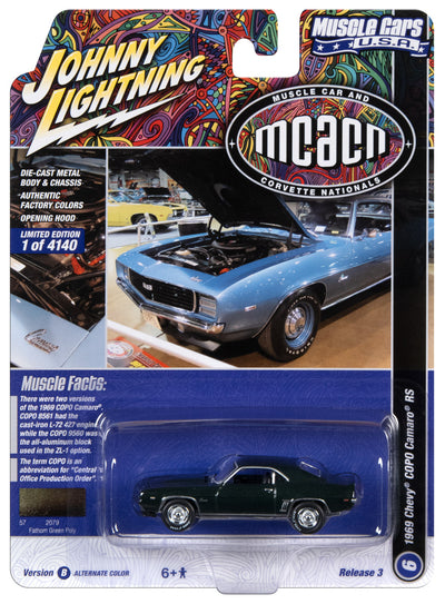Johnny Lightning Muscle Cars 1969 Chevrolet COPO RS Camaro (MCACN) (Fathom Green Poly) 1:64 Scale Diecast