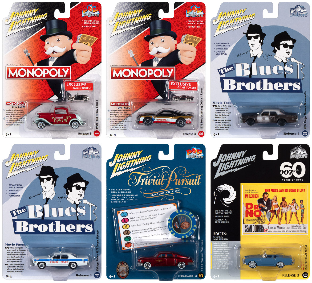 Johnny Lightning Pop Culture 2021 Release 3 (6-Car Sealed Case) 1:64 Diecast
