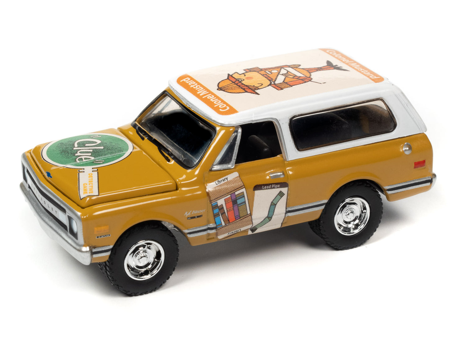 Johnny Lightning Vintage Clue 1970 Chevrolet Blazer (Colonel Mustard) w/Poker Chip 1:64 Scale Diecast