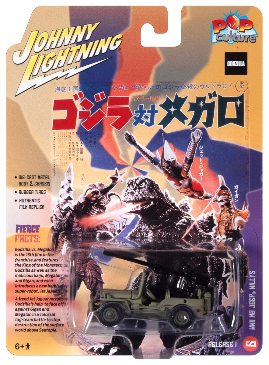 Johnny Lightning Willys Jeep MB 1973 Godzilla vs Megalon 1:64 Scale Diecast