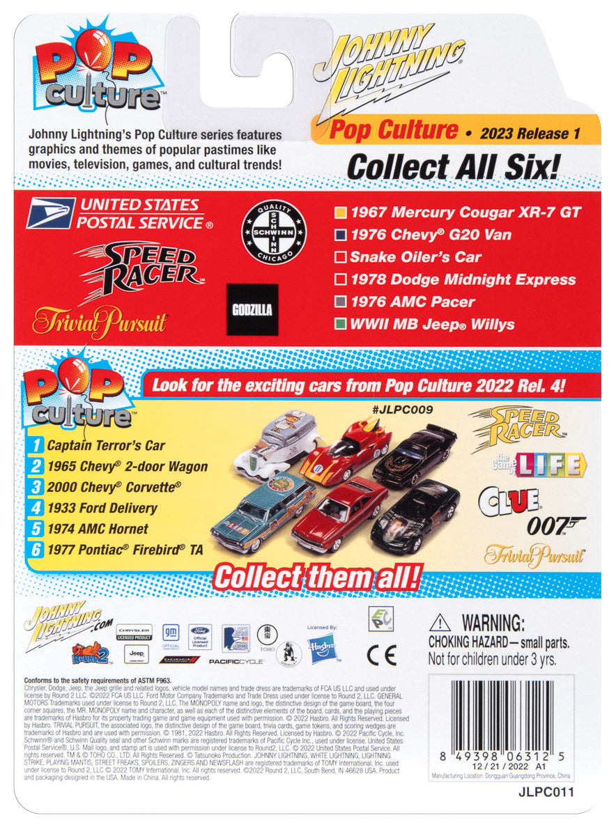 Johnny Lightning Pop Culture 2023 Release 1 (6-Car Sealed Case) 1:64 Diecast