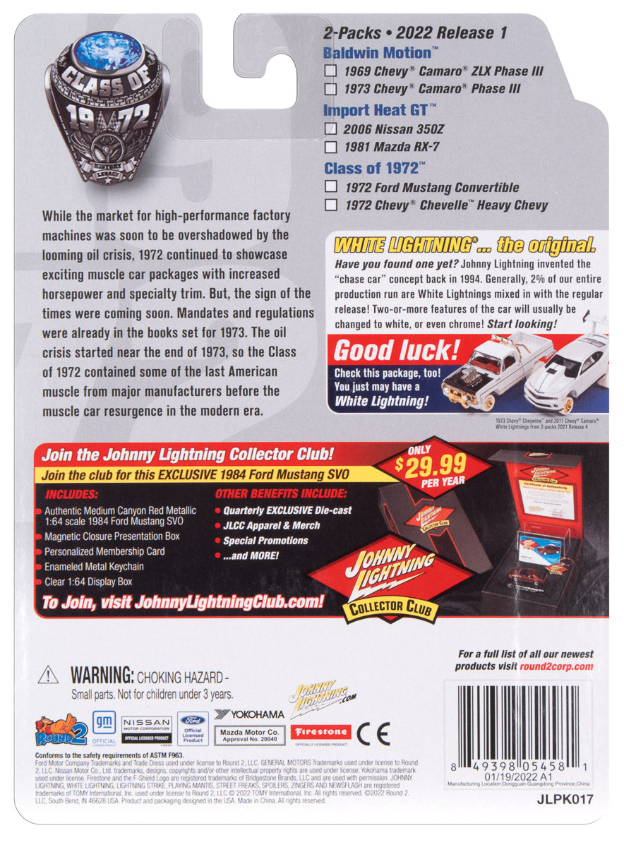 Johnny Lightning 2022 Release 1 Class of 1972 B (2-Pack) 1:64 Scale Diecast