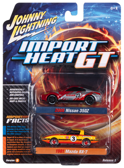 Johnny Lightning 2022 Release 1 Import Heat/GT Version A (2-Pack) 1:64 Scale Diecast
