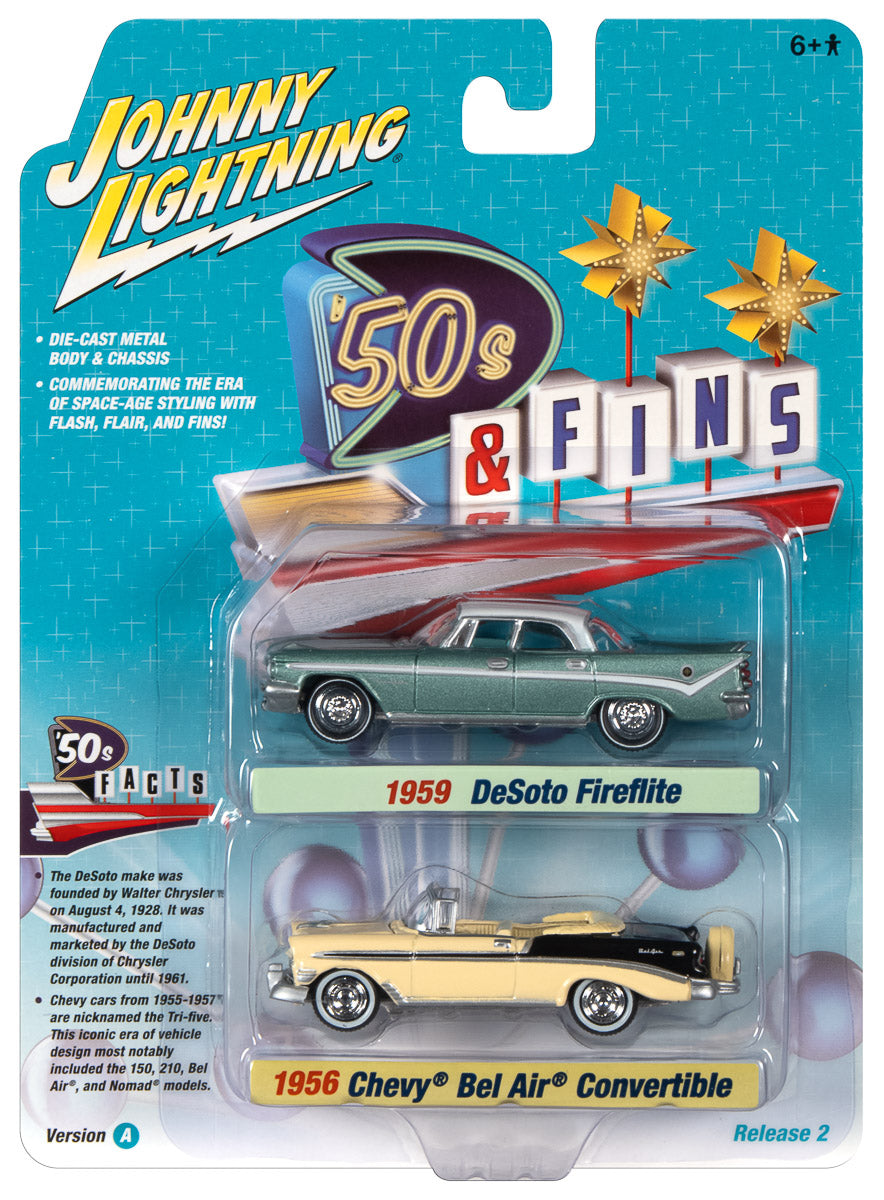Johnny Lightning 2022 Release 2 50's & Fins Version A (2-Pack) 1:64 Scale Diecast