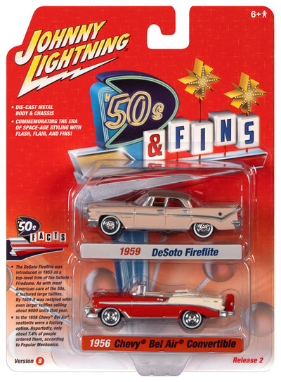 Johnny Lightning 2022 Release 2 50's & Fins Version B (2-Pack) 1:64 Scale Diecast