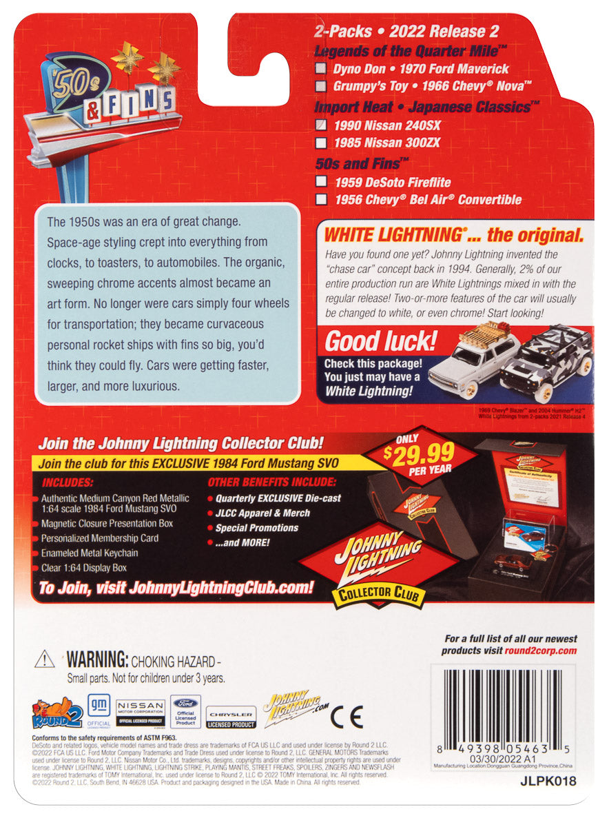 Johnny Lightning 2022 Release 2 50's & Fins Version B (2-Pack) 1:64 Scale Diecast