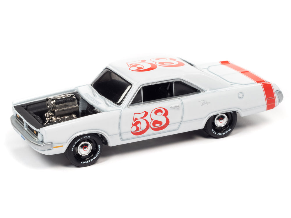 Johnny Lightning Street Freaks 1970 Dodge Dart (Spoilers) (Gloss White w/Red Stripe) 1:64 Scale Diecast