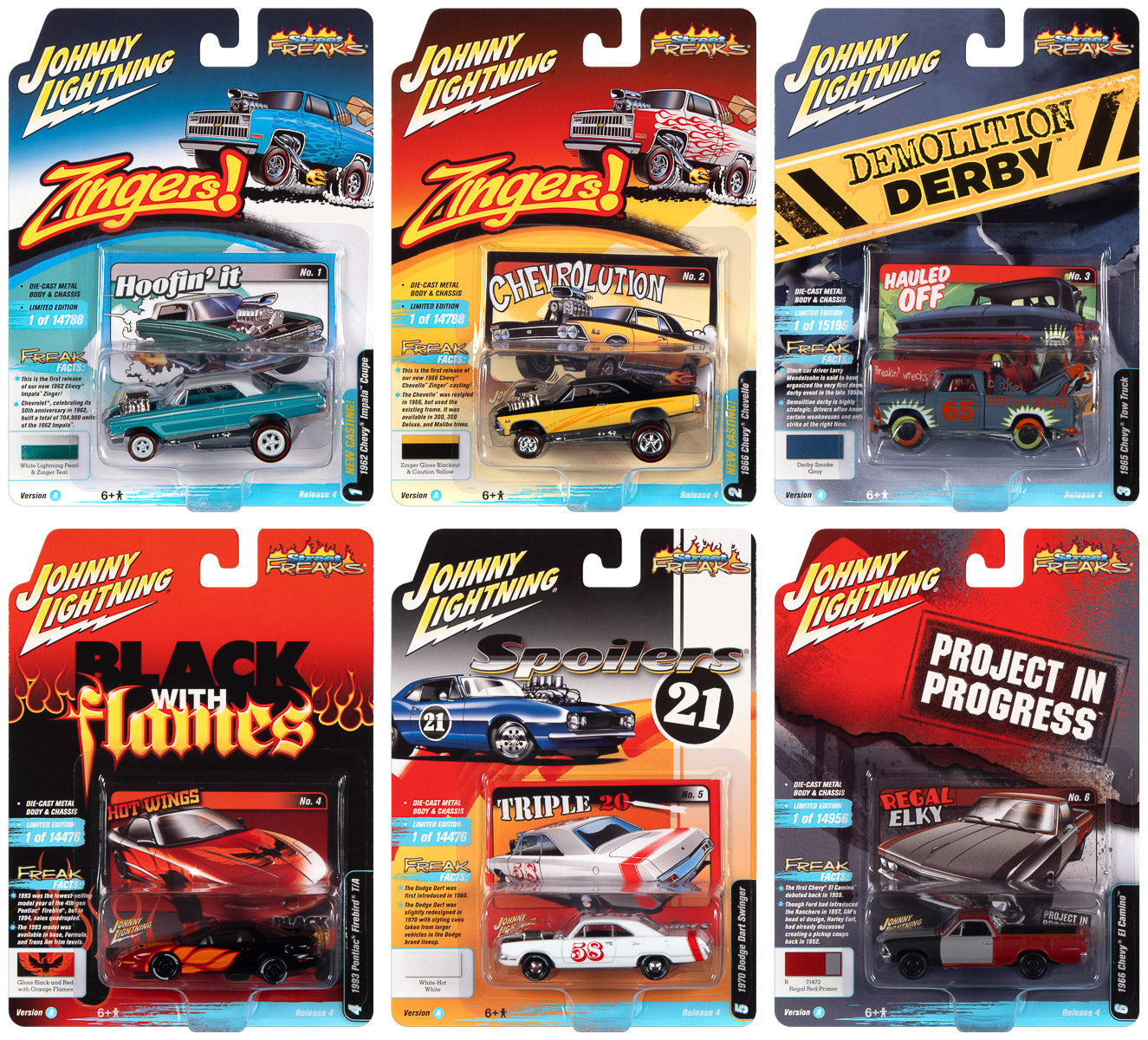 Johnny Lightning Street Freaks 2021 Release 4 Set A (6-Car Sealed Case) 1:64 Scale Diecast