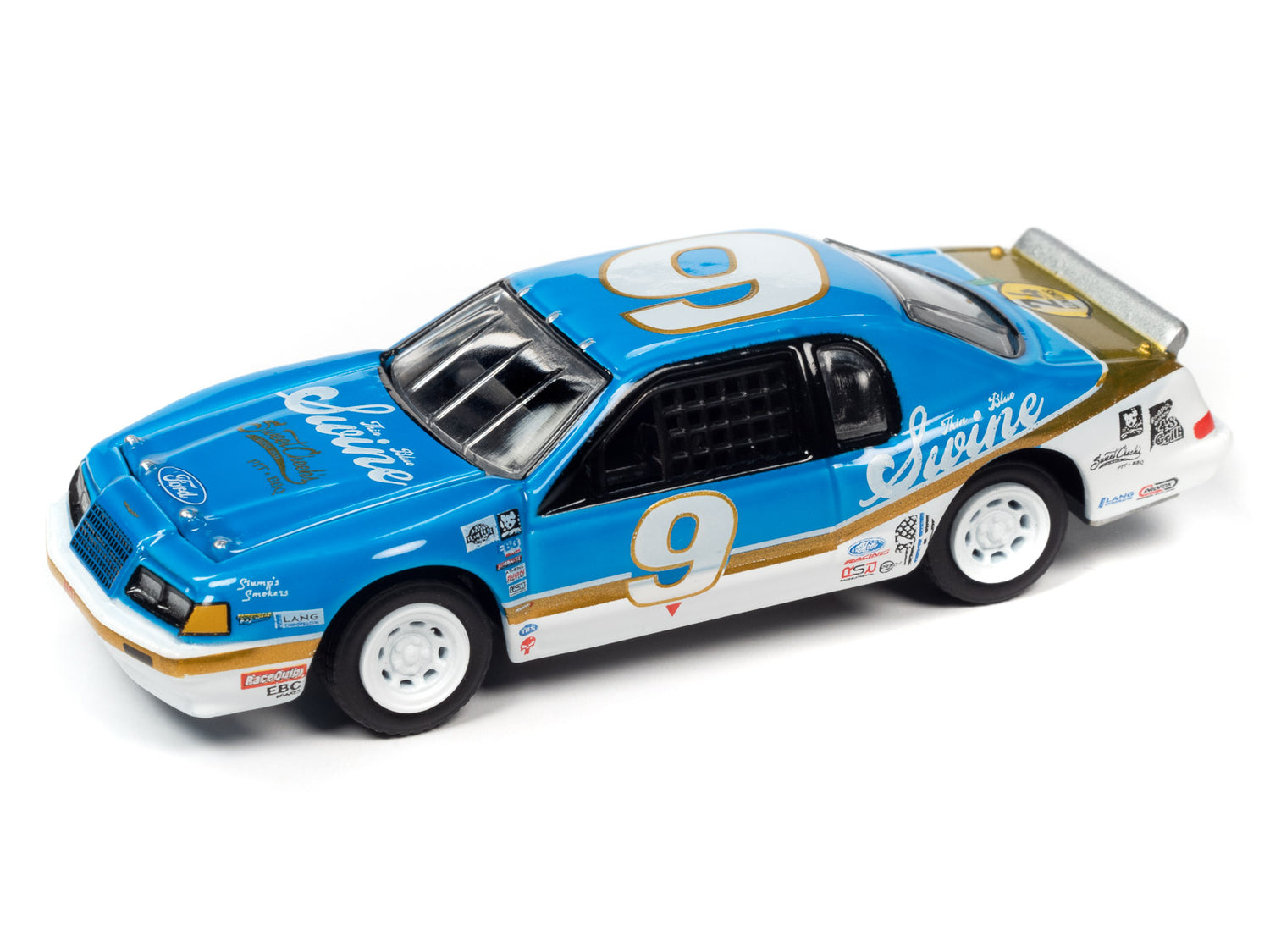 Johnny Lightning Street Freaks 1986 Ford Thunderbird Stock Car (24hrs of LeMons) (Bright Blue w/White & Gold Stripes) 1:64 Scale Diecast