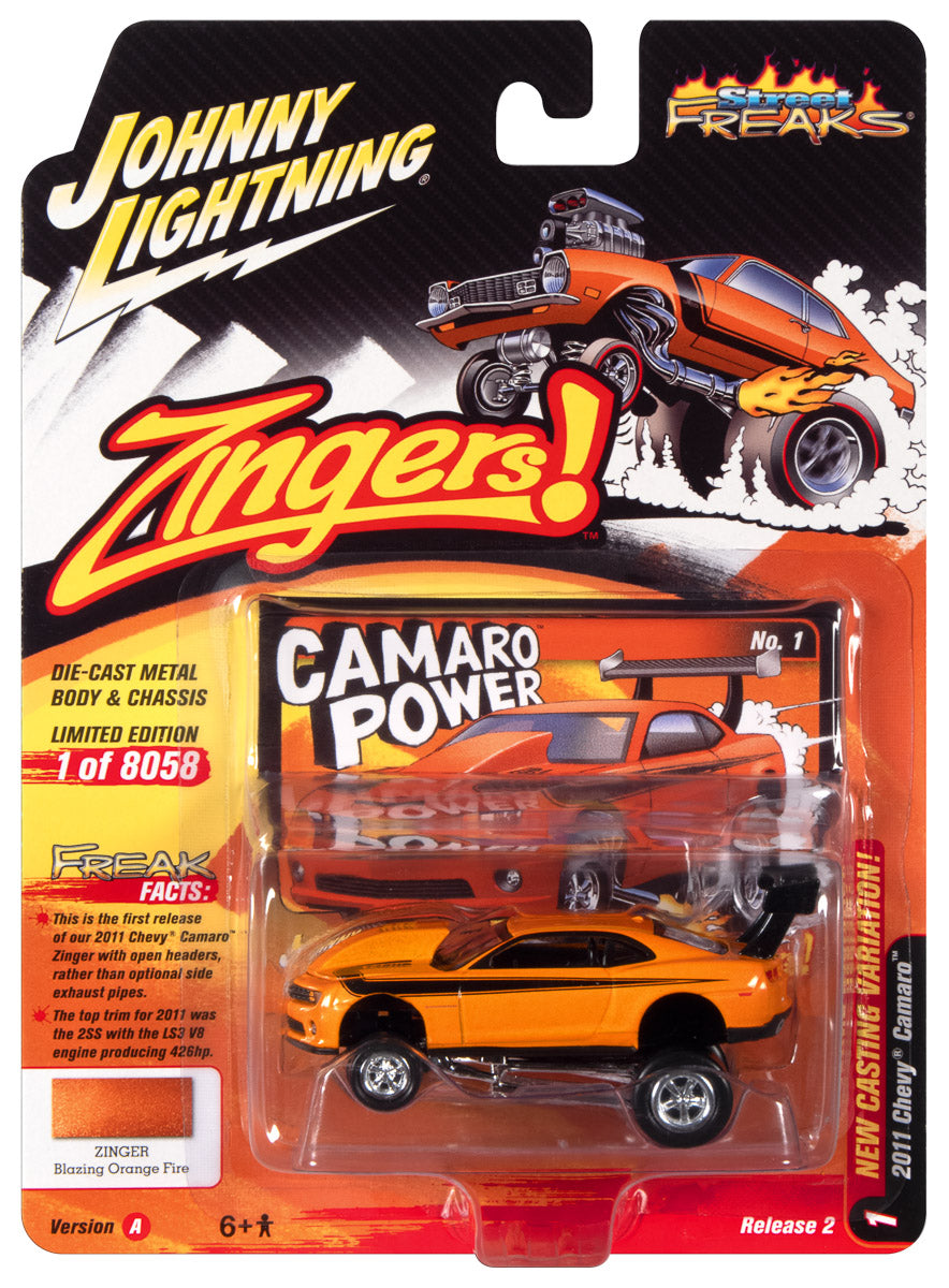 Johnny Lightning Street Freaks 2011 Chevrolet Camaro (Zingers) (Sunset Metallic Orange) 1:64 Scale Diecast