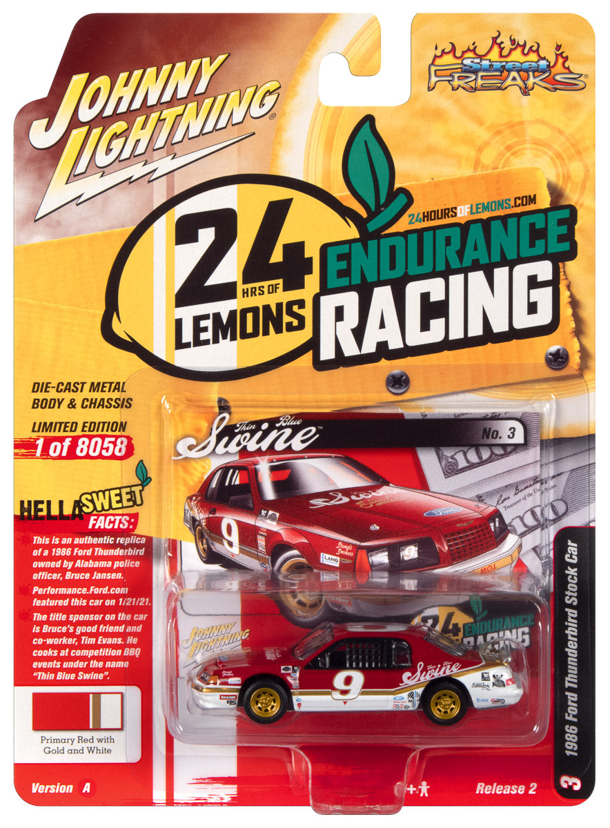 Johnny Lightning Street Freaks 1986 Ford Thunderbird Stock Car 24hrs Auto World Store