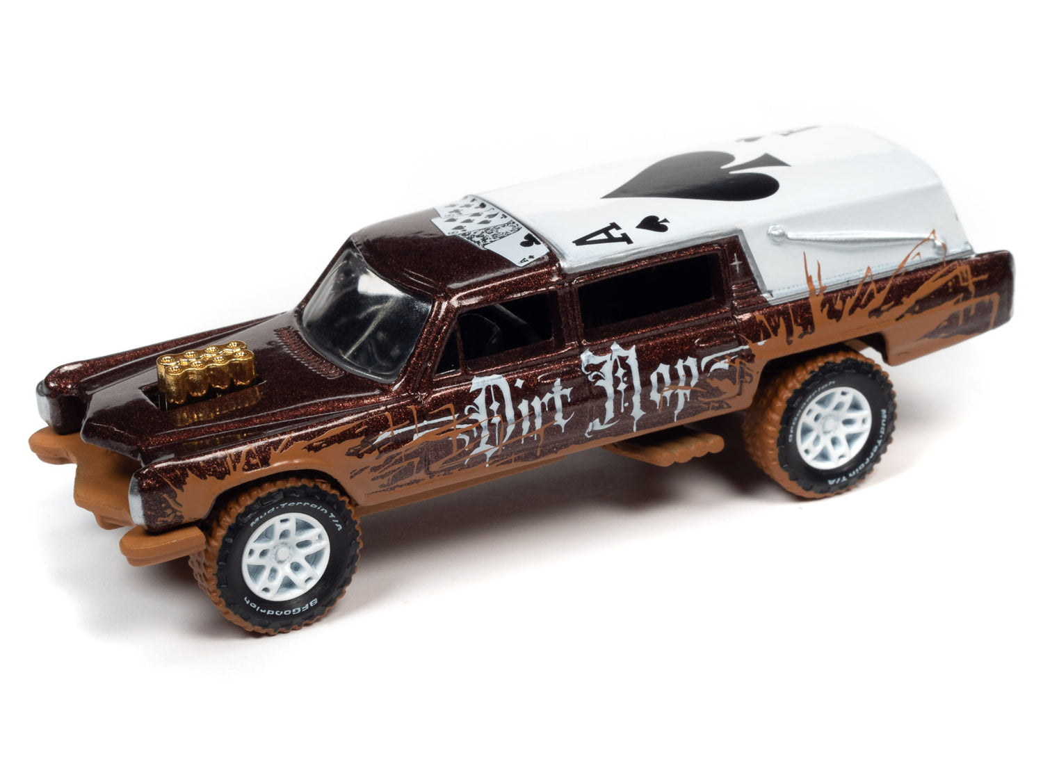 Johnny Lightning Street Freaks Haulin' Hearse (Off Road) (Copper Metallic, White Roof w/Mud) 1:64 Scale Diecast