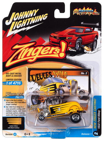 Johnny Lightning Street Freaks 1932 Ford Hiboy (Zingers) (Yellow w/Black Scallops) 1:64 Scale Diecast