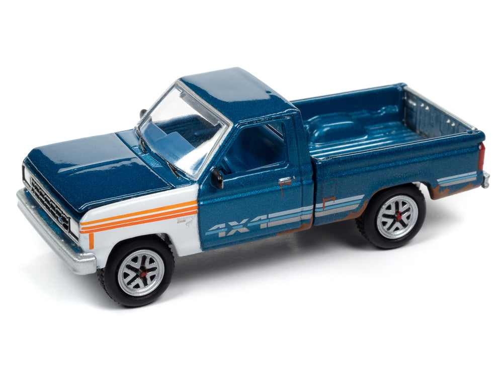 Johnny Lightning Street Freaks 1984 Ford Ranger (Project in Progress) (Medium Brite Blue w/White Mismatched Panels) 1:64 Scale Diecast