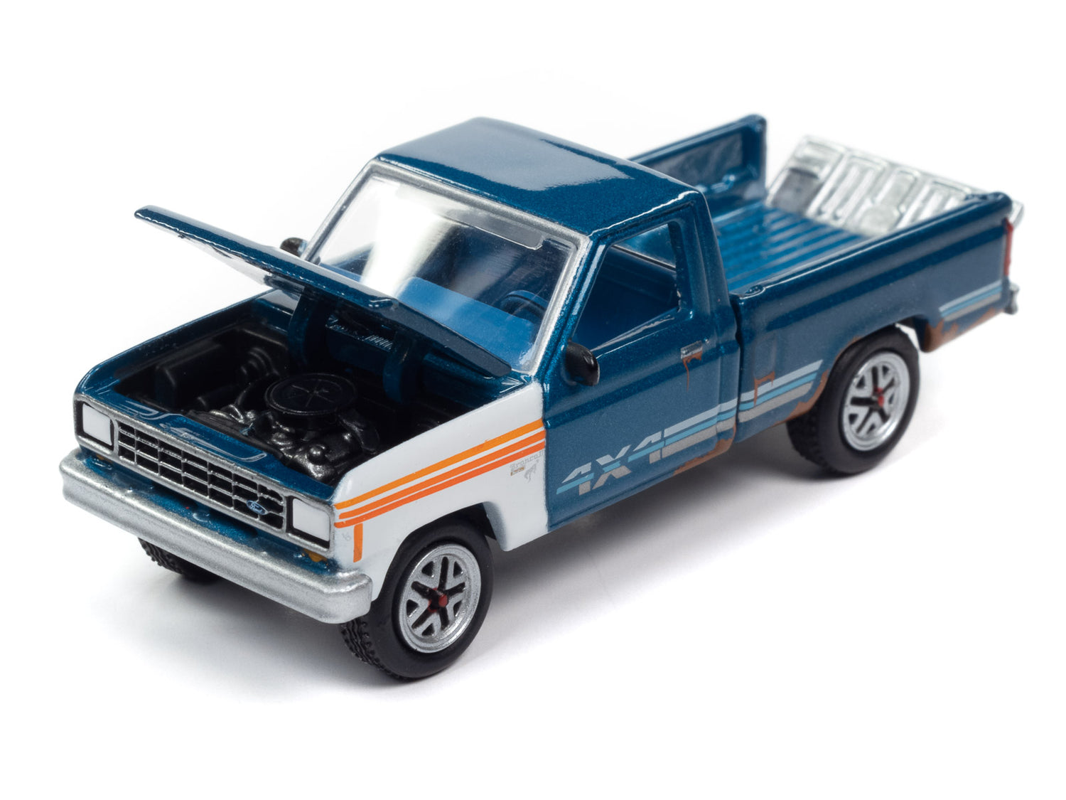 Johnny Lightning Street Freaks 1984 Ford Ranger (Project in Progress) (Medium Brite Blue w/White Mismatched Panels) 1:64 Scale Diecast