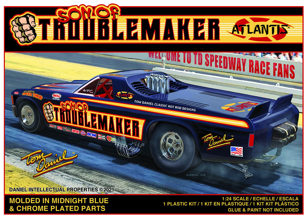 Atlantis Son of Troublemaker Chevy El Camino Funny Car 1:24 Scale Model Kit