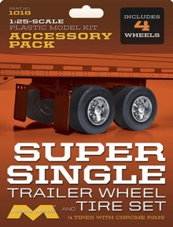 Moebius Super Single Trailer Wheel & Tire Set (4) 1:25 Scale