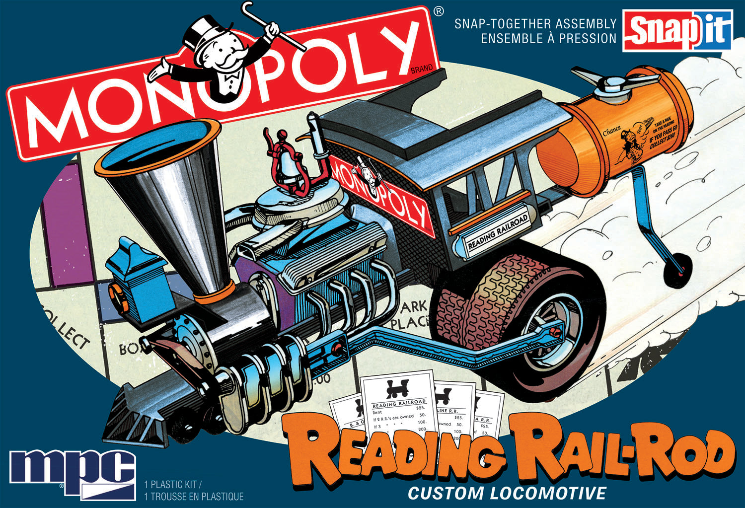 MPC Monopoly Reading Rail Rod Custom Locomotive (SNAP) 1:25 Scale Model Kit