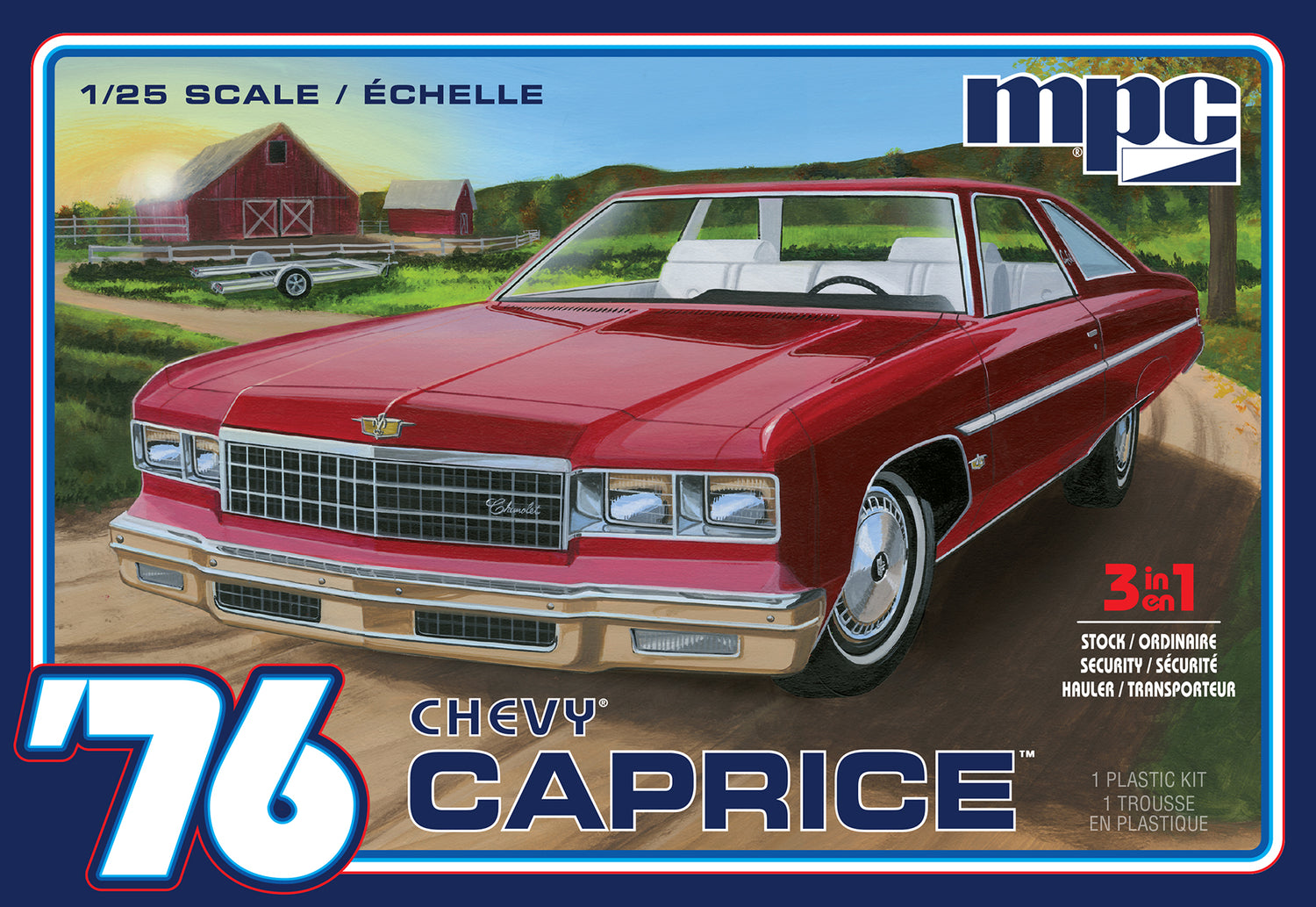 MPC 1976 Chevy Caprice w/Trailer 1:25 Scale Model Kit