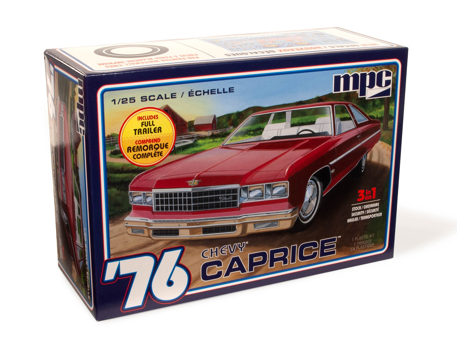 MPC 1976 Chevy Caprice w/Trailer 1:25 Scale Model Kit