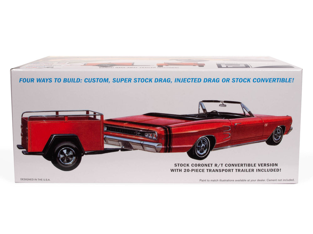 MPC 1968 Dodge Coronet Convertible w/Trailer 1:25 Scale Model Kit