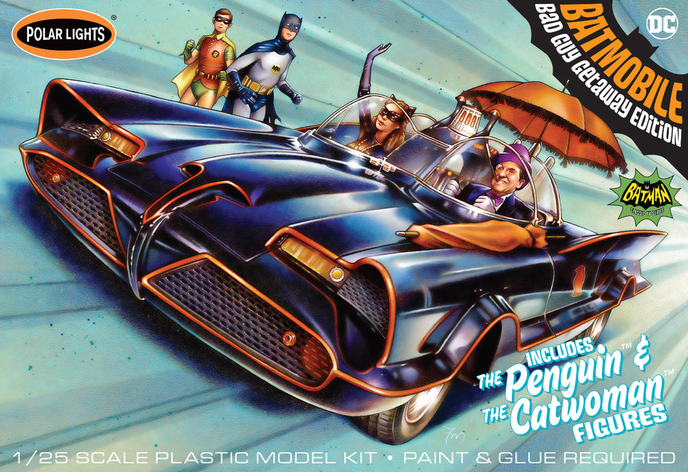 Polar Lights 1966 Batmobile w/Catwoman & Penguin Figures 1:25 Scale Model Kit