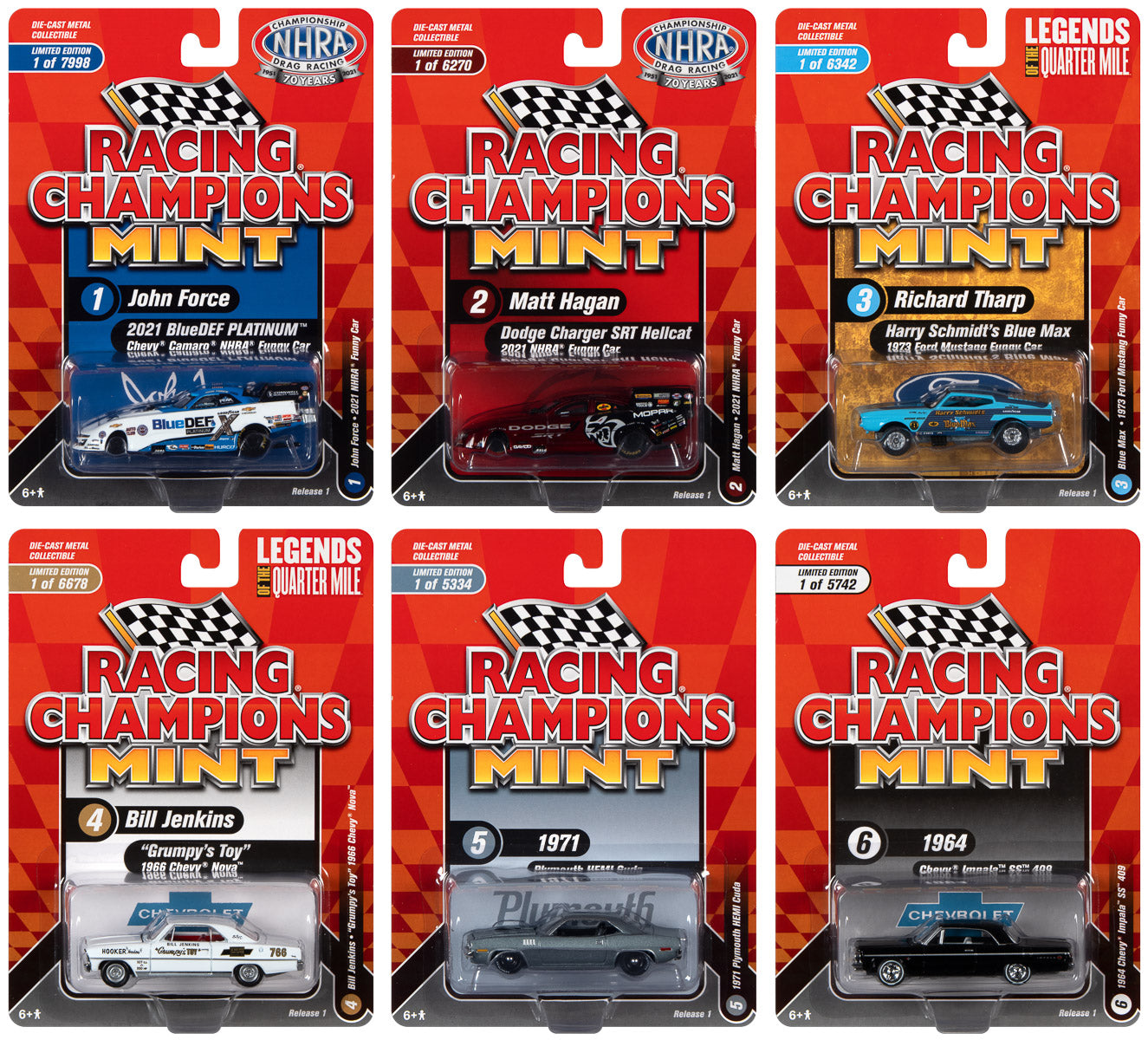 Racing Champions Mint 2021 Release 1 (6-Car Sealed Case) 1:64 Diecast