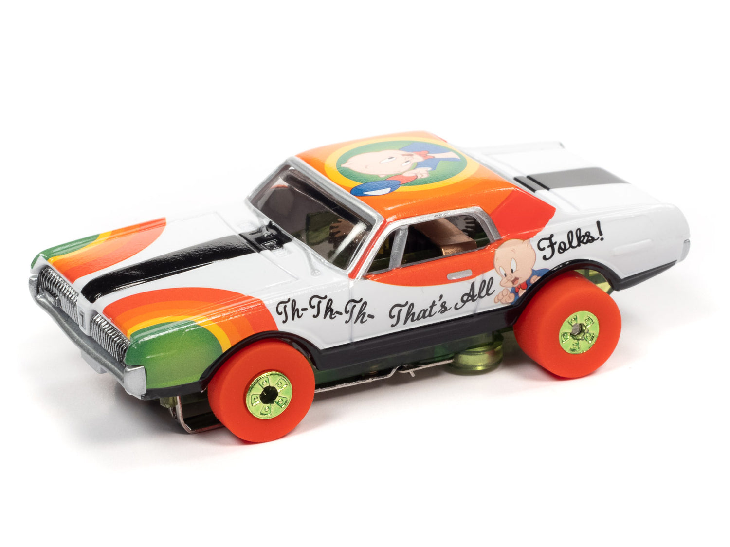 Auto World Thunderjet R33 Porky Pig - 1967 Mercury Cougar HO Scale Slot Car