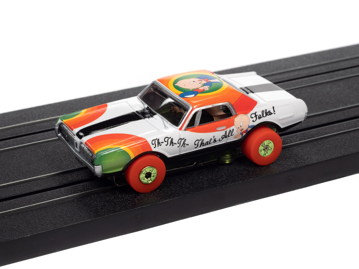 Auto World Thunderjet R33 Porky Pig - 1967 Mercury Cougar HO Scale Slot Car