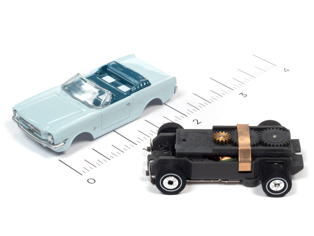 Auto World Thunderjet R34 1965 Ford Mustang Convertible (Blue) HO Scale Slot Car