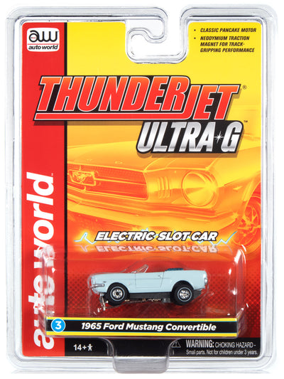 Auto World Thunderjet R34 1965 Ford Mustang Convertible (Blue) HO Scale Slot Car
